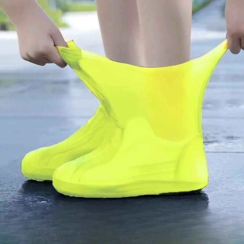 Rubber Rain Boot Overshoes For Outdoor Use Silicone Waterproof Shoe Covers Rainy Day Shoe Cover Reusable L=41-47 yellow
