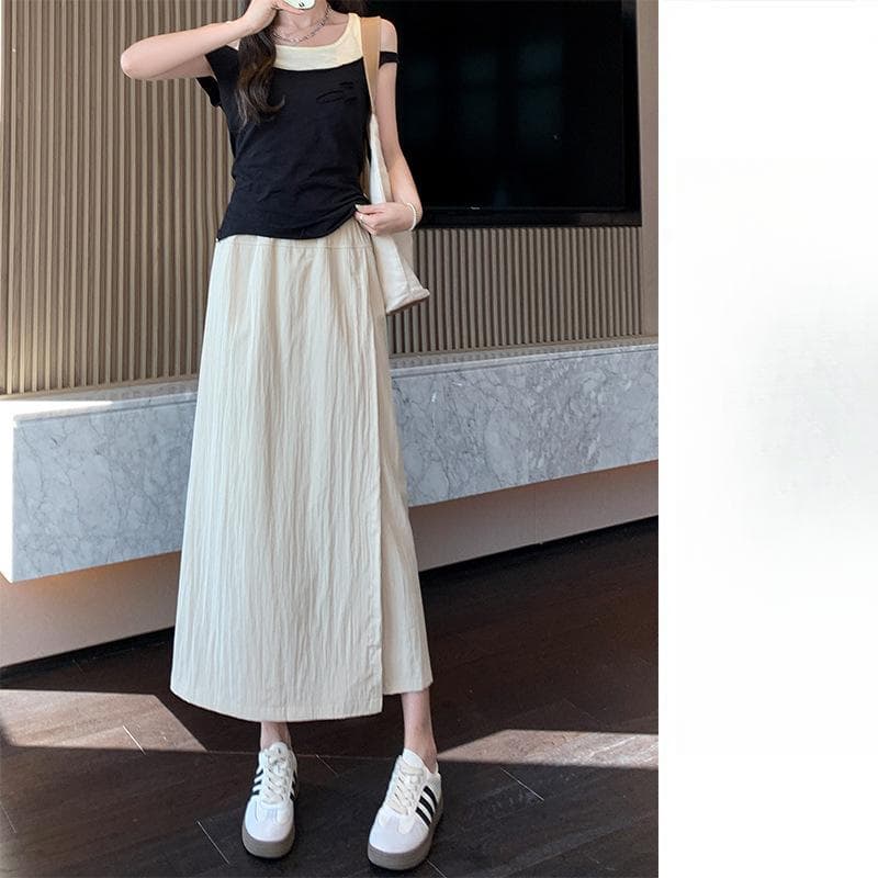 Summer Split-ended Hip Skirt High-waisted Pendant Wide-leg Pants XL