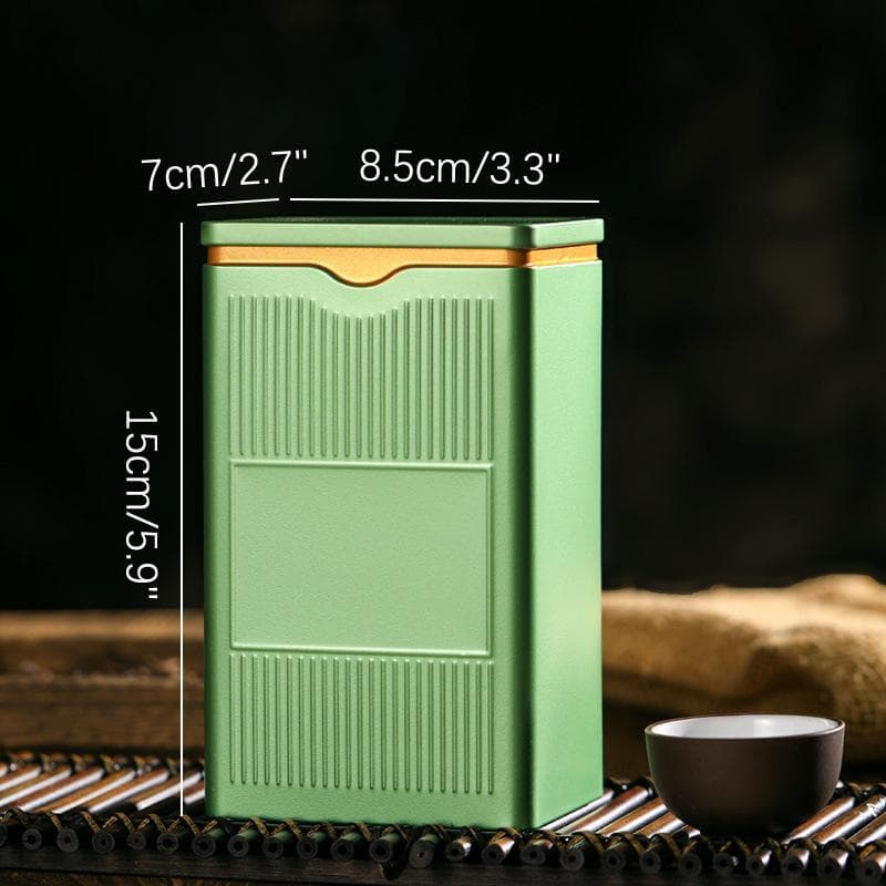Portable Tea Box Solid Color Tea Sealed Box Teaware Storage Container Tinplate Can Coffee Sugar Box Kitchen Storage L green