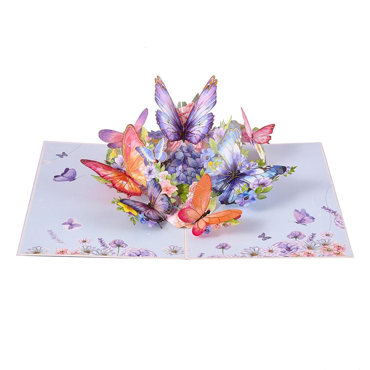 3D Butterfly Pop-Up Greeting Card with Hollow Butterfly Design Foldable Holiday Gift for Blessings Birthday Card Anniversary purple