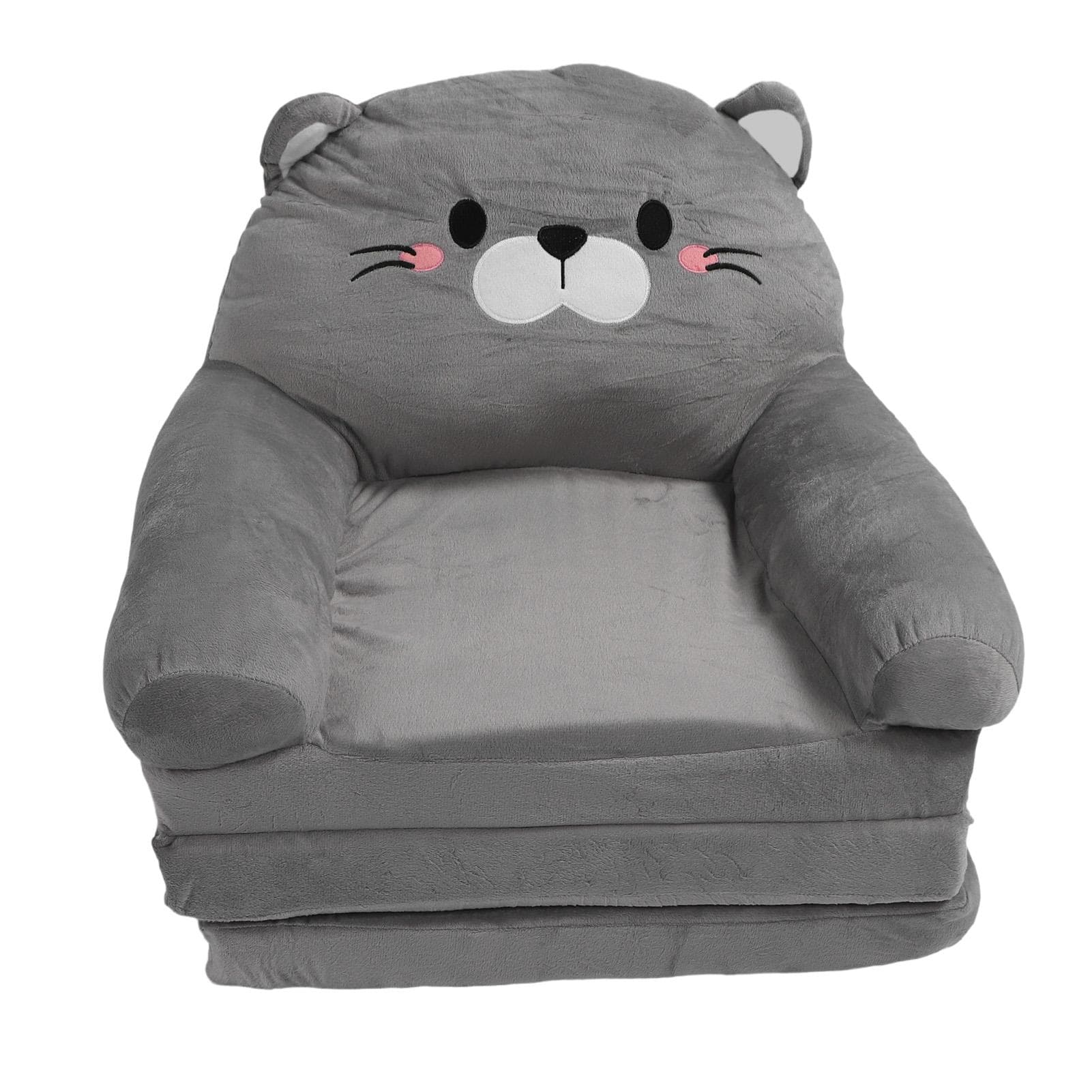 Kids Couch Toddler Chair Plush Cute Cat Fold Out Floor Seating Cushion Armrest Sofa Bed for Napping