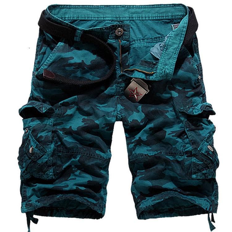 Camouflage Shorts Male Military Army Short Cargo Pants Summer Casual Leisure Shorts 31 blue