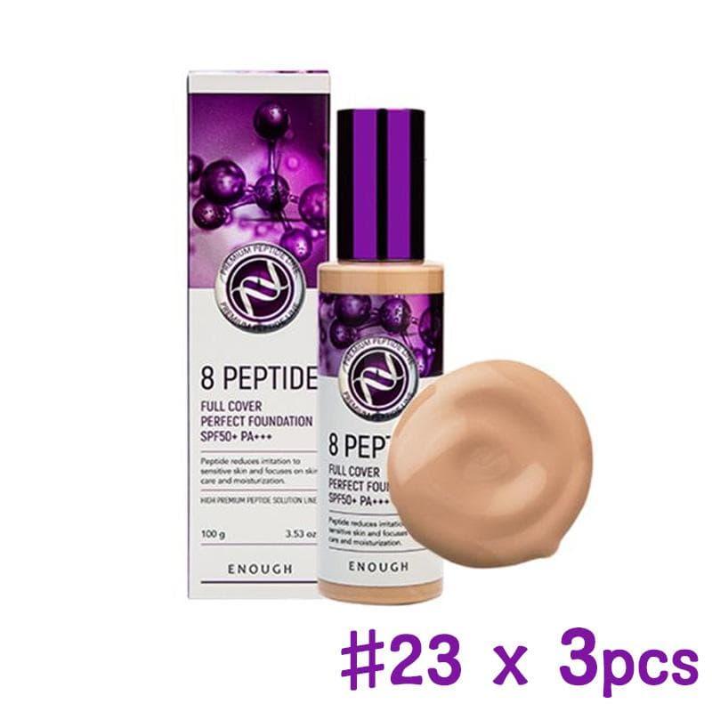 Enough Premium 8 Peptide Full Cover Perfect Foundation 100g (9 Options) #23 x 3PCS
