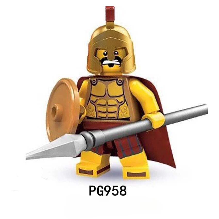PG958 959 960 Roman Warrior Commander Shield Spear Building Block Toy
