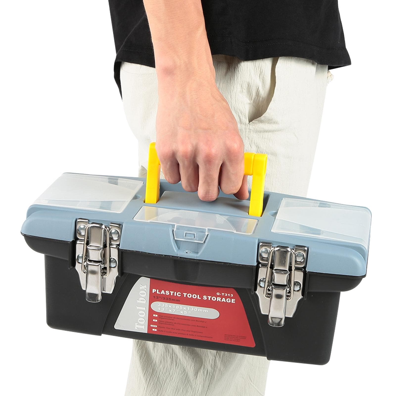 Portable Toolbox with Carrying Handle Hardware Storage Case Repair Tool Container (G T313)