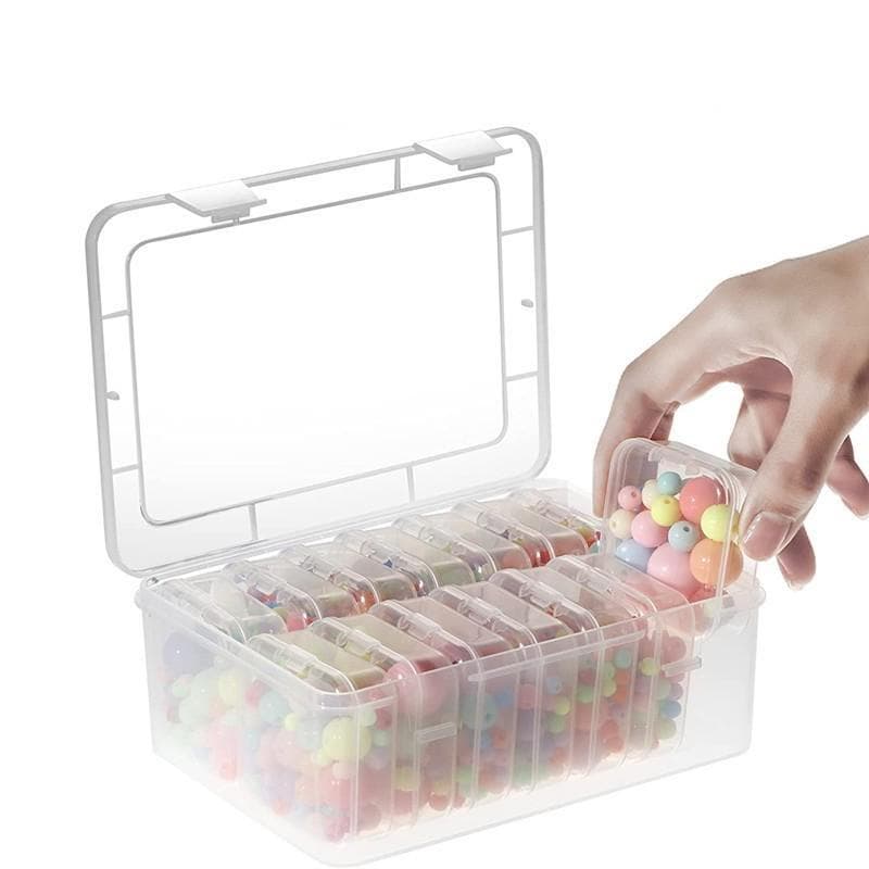 Mini Transparent Plastic Box Beads Jewelry Accessories Square Storage Case white