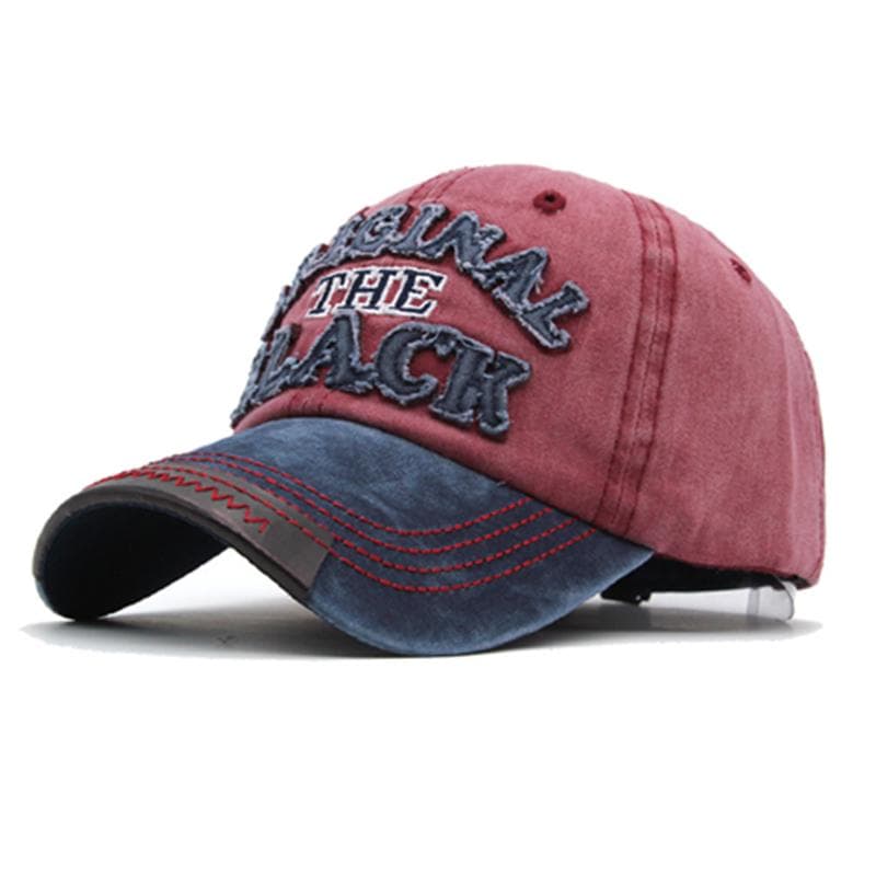 Hot Retro Washed Cotton Baseball Cap Snapback Hat For Men Women Casual 3D BLACK Letter Cap 54cm-62cm red/blue