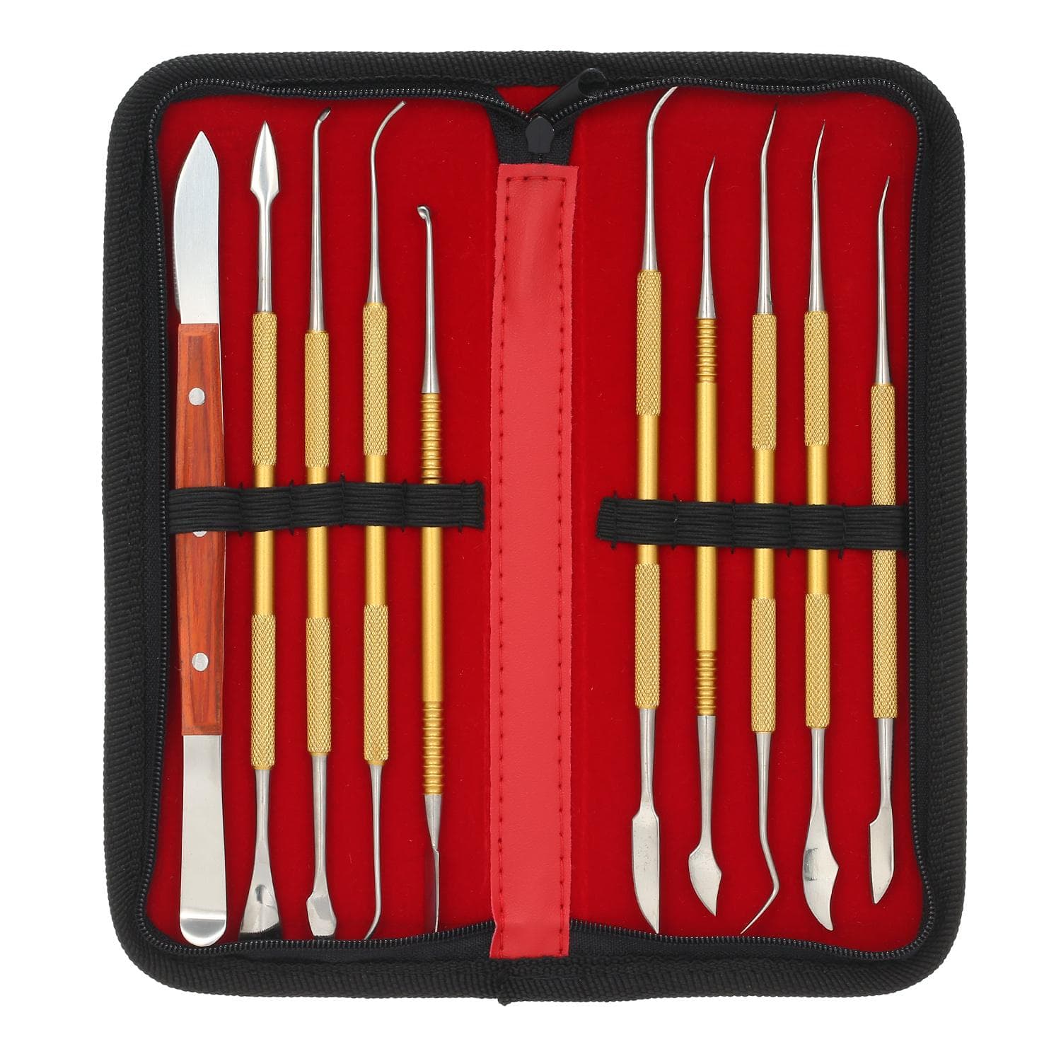 10Pcs Dental Stainless Steel Wax Carving Tool Set Dentist Sculpture Knife gold