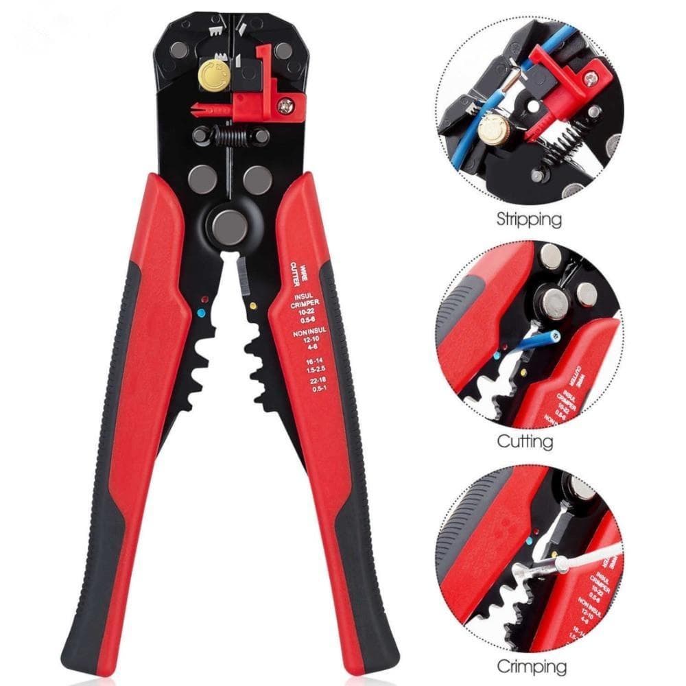 1Pcs Multi Functional Electrical Pliers Automatic Cable Wire Stripper Stripping Cutter Repair Tools black/red