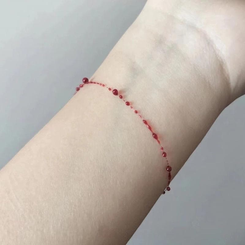 Creative Gothic Thin Blood Drop Double Layer Bracelets Women Girls Fashion Personality Chain Necklaces Party Jewelry Gifts single layer