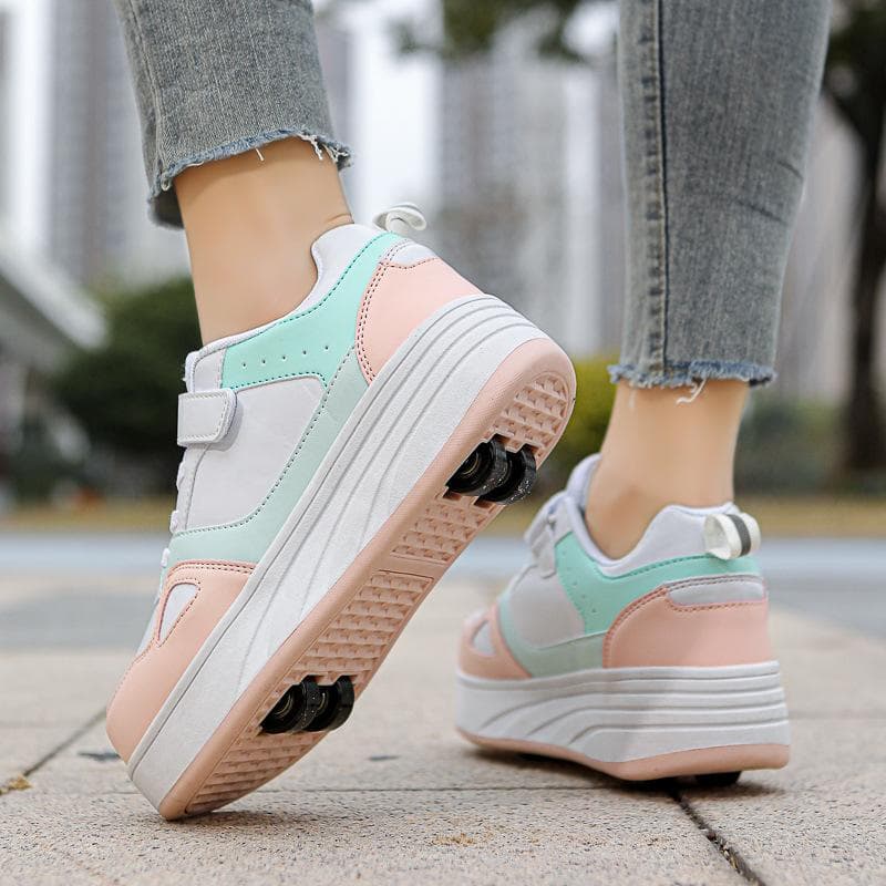 Children's Shape-shifting Shoes Four-wheel Runaway Shoes Boys and Girls Dual-purpose Roller Skates Double-row Roller Skates Adult 38