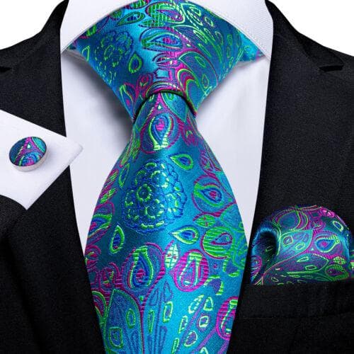 198 Colors Mens Silk Tie Black Blue Red Necktie Hanky Cufflinks Wedding 3PCS Set N-1592