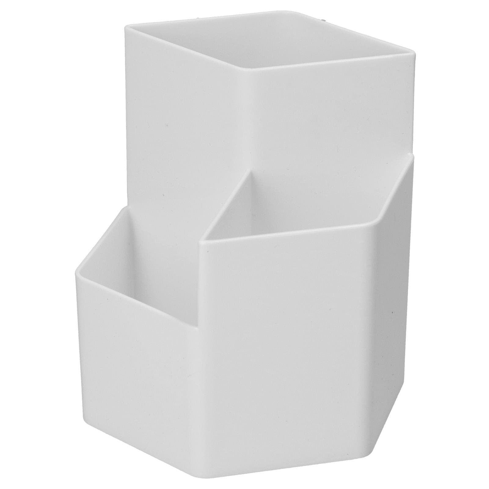Pen Holder 3 Grids Multifunctional Cute Plastic White Pen Organizer for Study Room Office Classroom