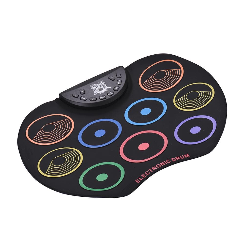 Portable Size Roll-Up Drum Set Electronic Drum Kit 9 Silicon Drum Pads USB/Battery Powered  with multicolour