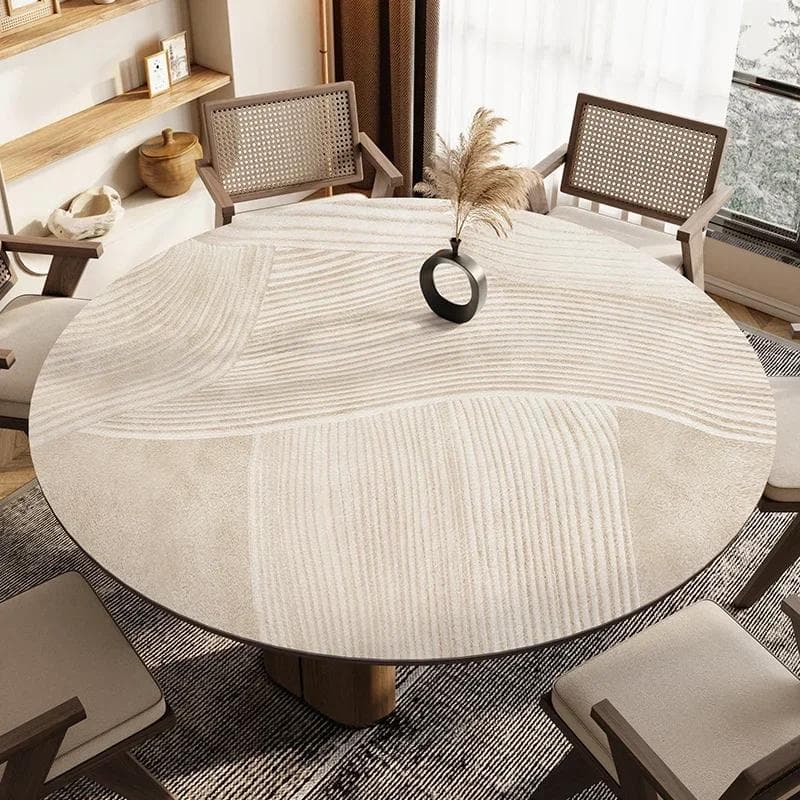 Round Waterproof Tablecloth Pvc Oil-proof Anti-scalding Dining Table Mat Japanese Minimalist Style Home Decoration Tablecloths Diameter 150cm