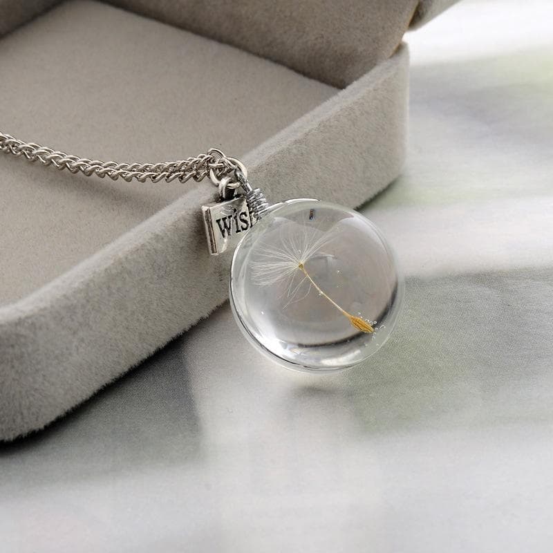 Fashion Crystal Glass Ball Dandelion Necklace Long Chain Pendant Necklaces Jewelry Accessories