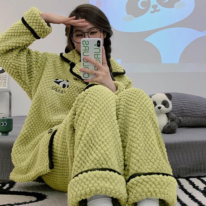Cartoon Thicken Kimono Bathrobe Women's Dressing Gown Pajamas Hooded Robes Coral Fleece Sleepwear Winter Coats for Home Clothes L