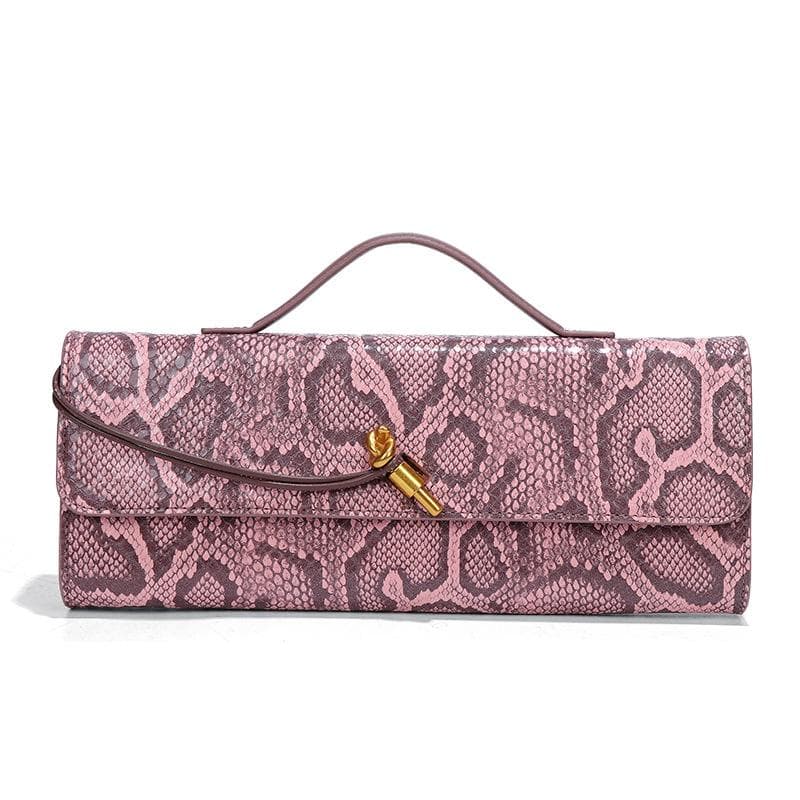 Women's Snake-patterned High-end Handbag, Hand-held Dinner Bag, Lightweight Hand-held Shoulder Bag, Fashionable Crossbody Baguette Bag