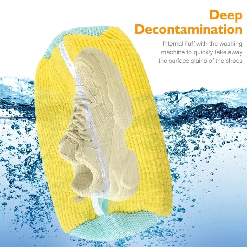 1/2PCS Shoe Washing Bag Reusable Zipper Laundry Bag 360° All-Around Cleaning Sports Shoes Dirt Removal Shoe Cleaning Bag 1PCS yellow