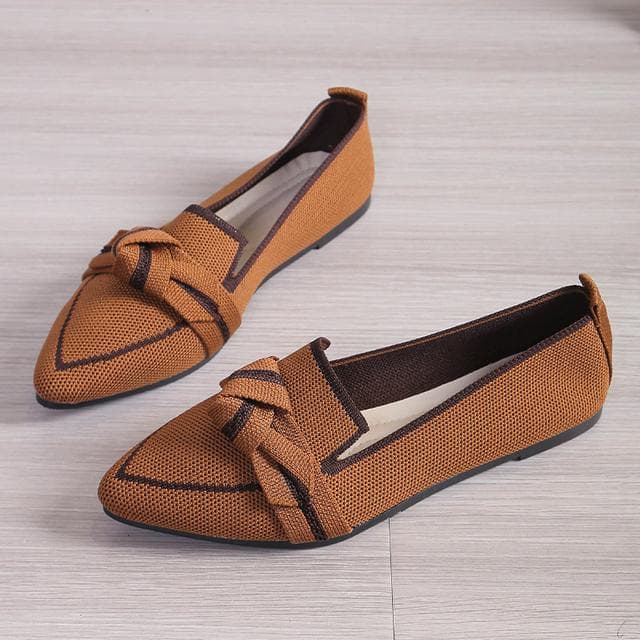 Women's Shoes Loafers Ballet Flats Pointed Toe Barefoot Slip-on Casual Low Heel Luxury Brand Woman Shoe in Butterfly 40 brown