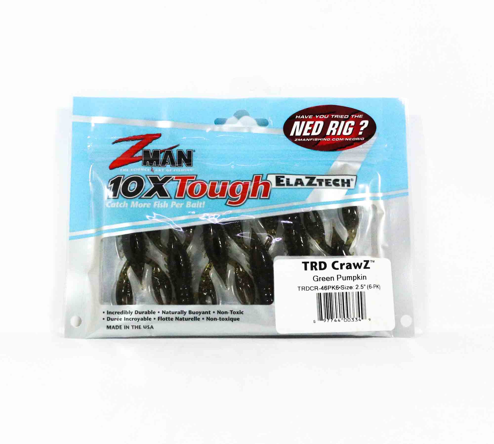 Zman Soft Lure TRD Crawz 2.5 Inch 6/Pack Green Pumpkin (3349)