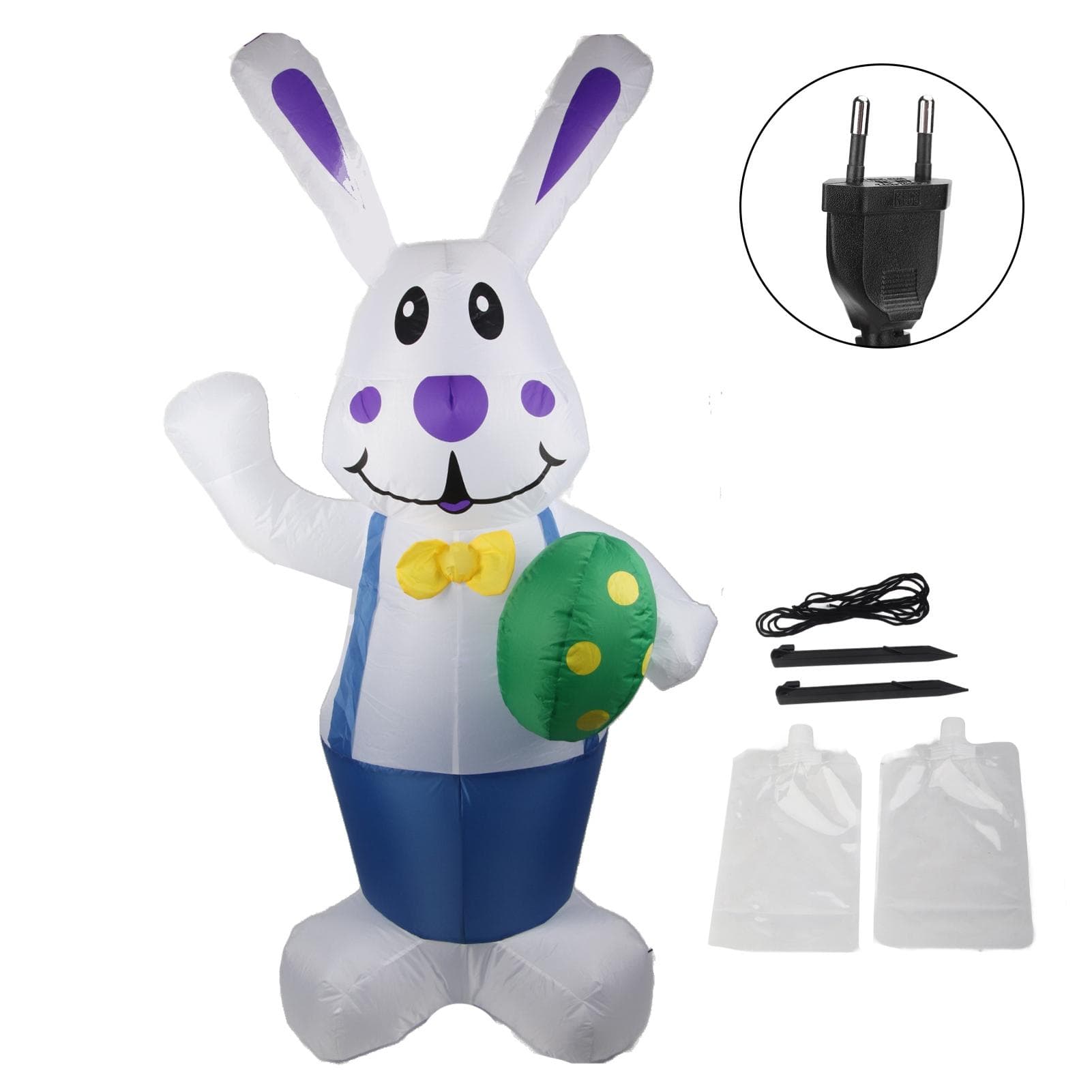 6.5FT High Easter Blue Bunny Holding Easter Egg Inflatable Yard Decoration Giant Bunny with LED