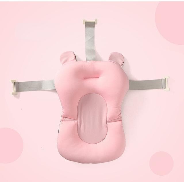 Infant Baby Bath Tub Pad Portable Baby Non-Slip Bathtub Mat Children Shower Air Cushion Bed Newborn Baby Security Bath Seat 43*28cm pink