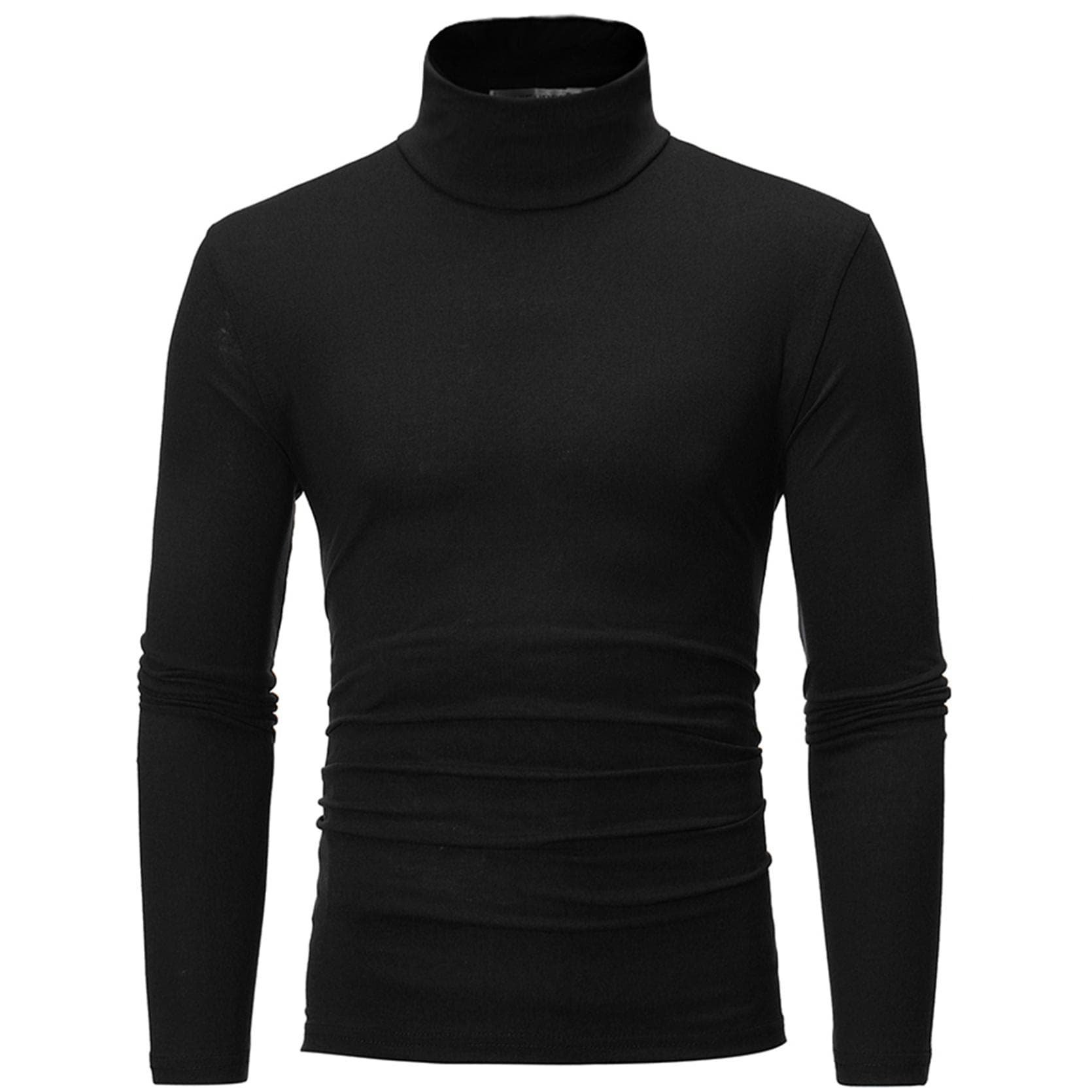 Men's Turtleneck Slim Fit Long Sleeve Jumper Casual High Collar Pullover Tops Basic Turtlenecks Slim Fit T-Shirts XL black