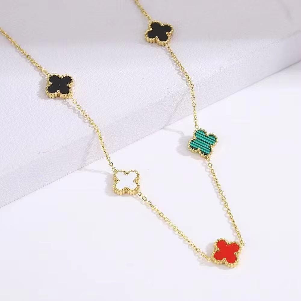 18K gold double-sided lucky clover non fading necklace