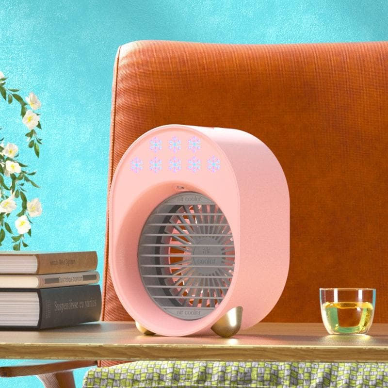 2022 New Strong Cold Wind Mini Air Cooler Air Conditioner with Colorful Night Light Air Cooling Fan Conditioning Purifier with for Office Room pink