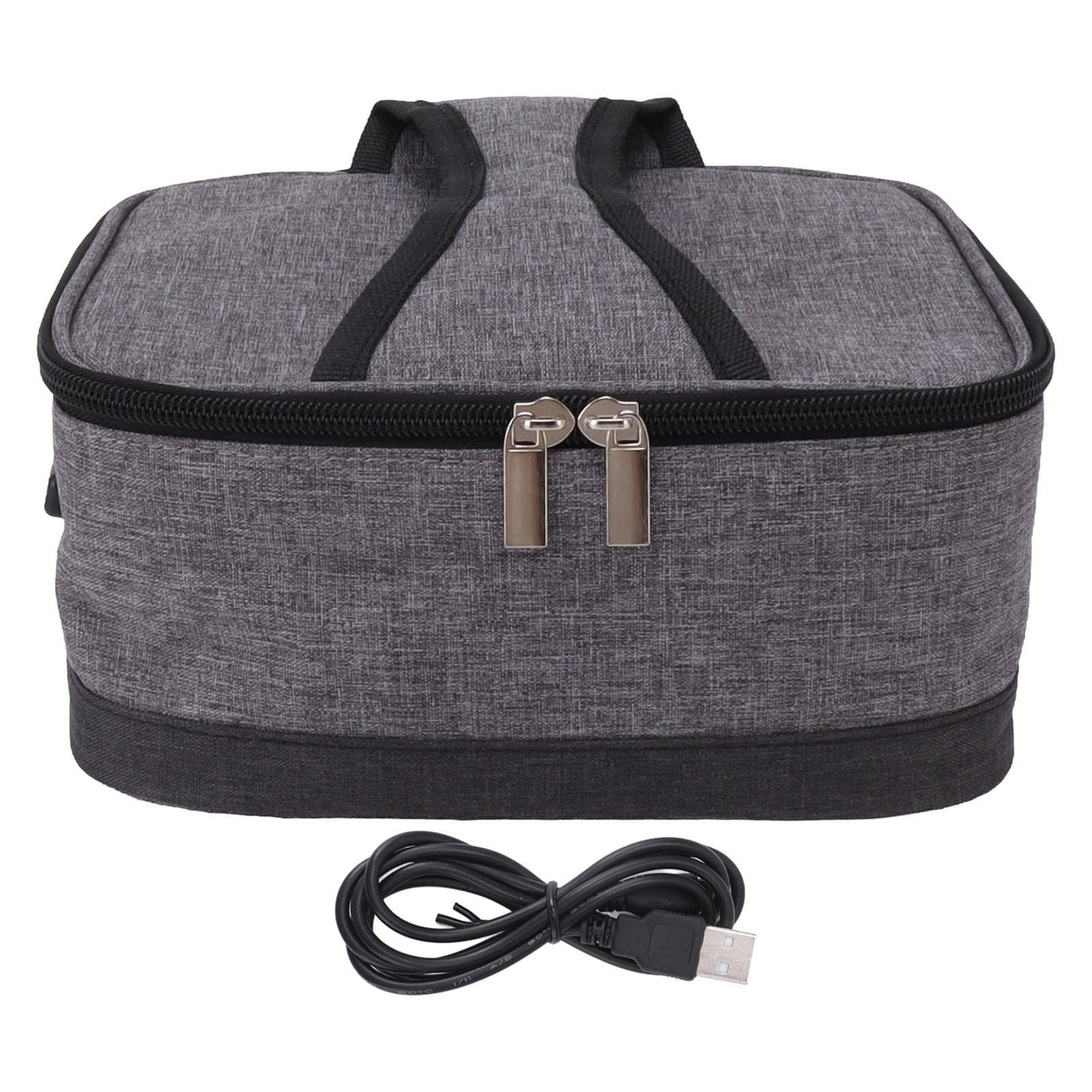 USB Heating Insulation Bag Portable Electric Heating Food Container Constant Temperature Heating light gray