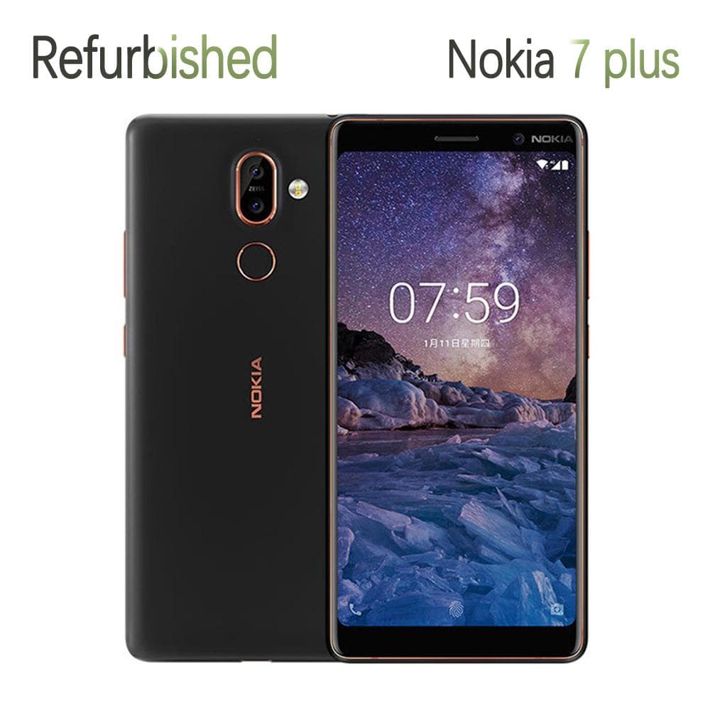Refurbished Nokia Unlocked Original Nokia 7 Plus 4GB RAM 64G ROM Octa-Core 6.0'' Display Mobile Phone With 2 SIM Single SIM Simple Set black