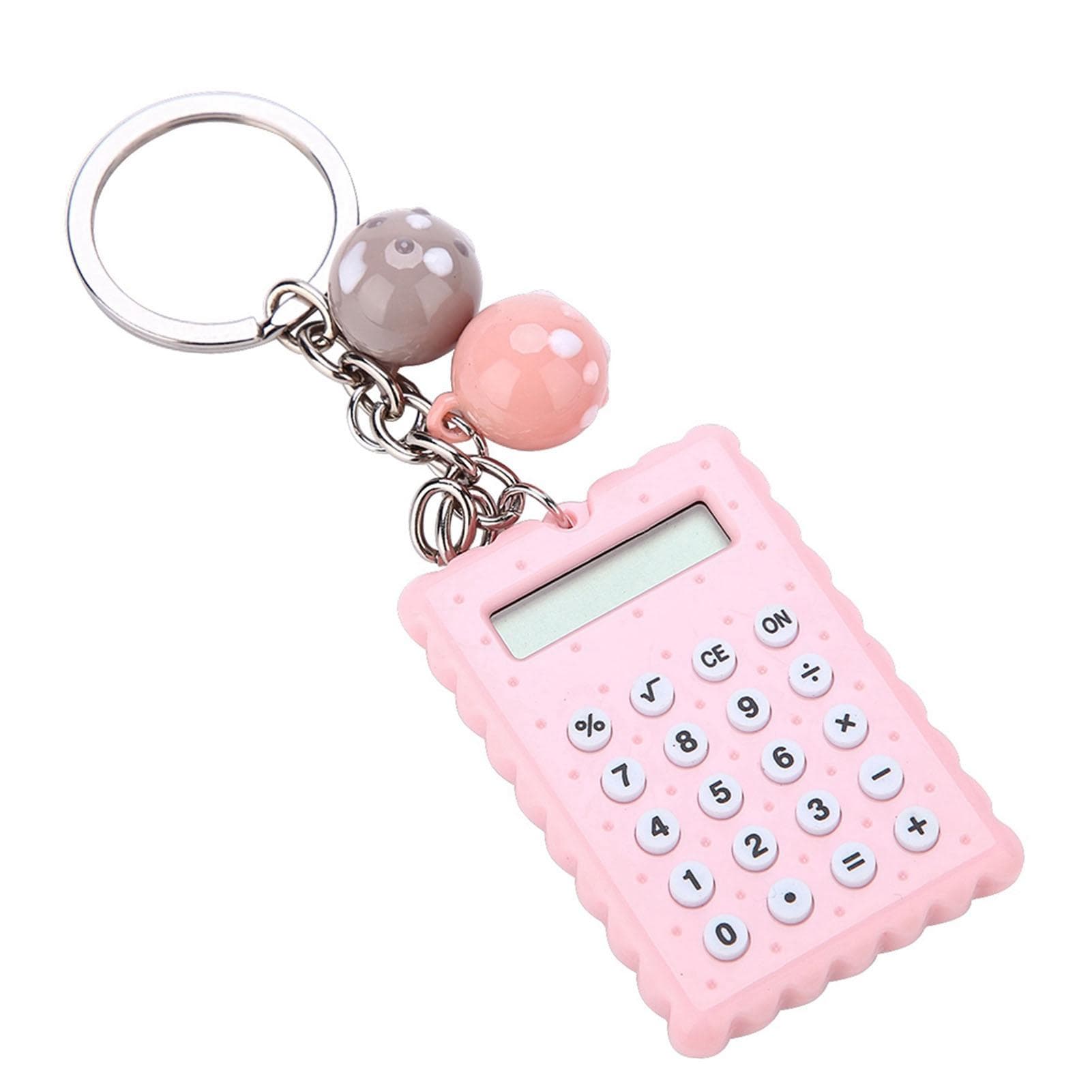 Mini Portable Cute Cookies Style Key Chain Calculator Candy Color Pocket Calculator (Blue) pink