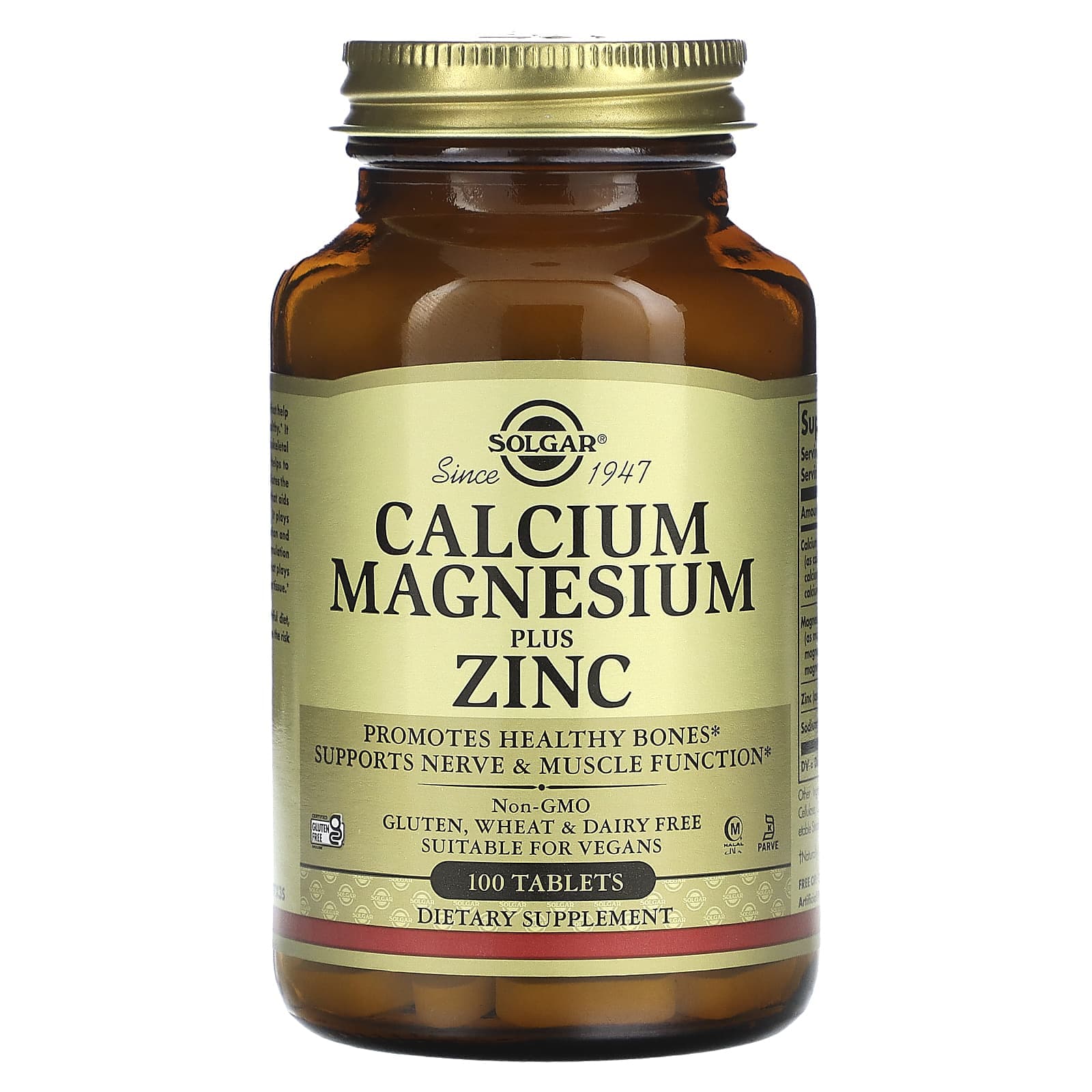 Solgar, Calcium Magnesium Plus Zinc, 100 Tablets