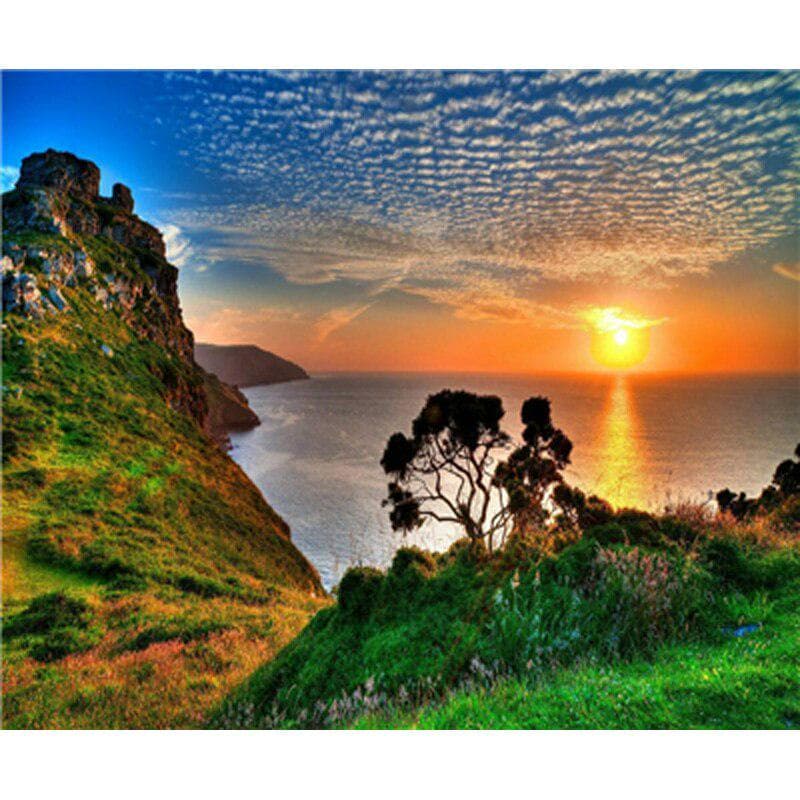 5D DIY Diamond Embroidary Full Round Drill Mosaic Cross Stitch River Landscape Diamond Painting Kit 20X30CM