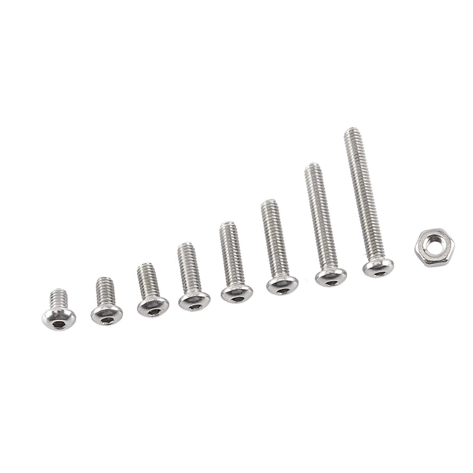 M2.5 A2 Stainless Steel Hex Socket Screws Bolt and Hex Nuts Assortment(Button head)