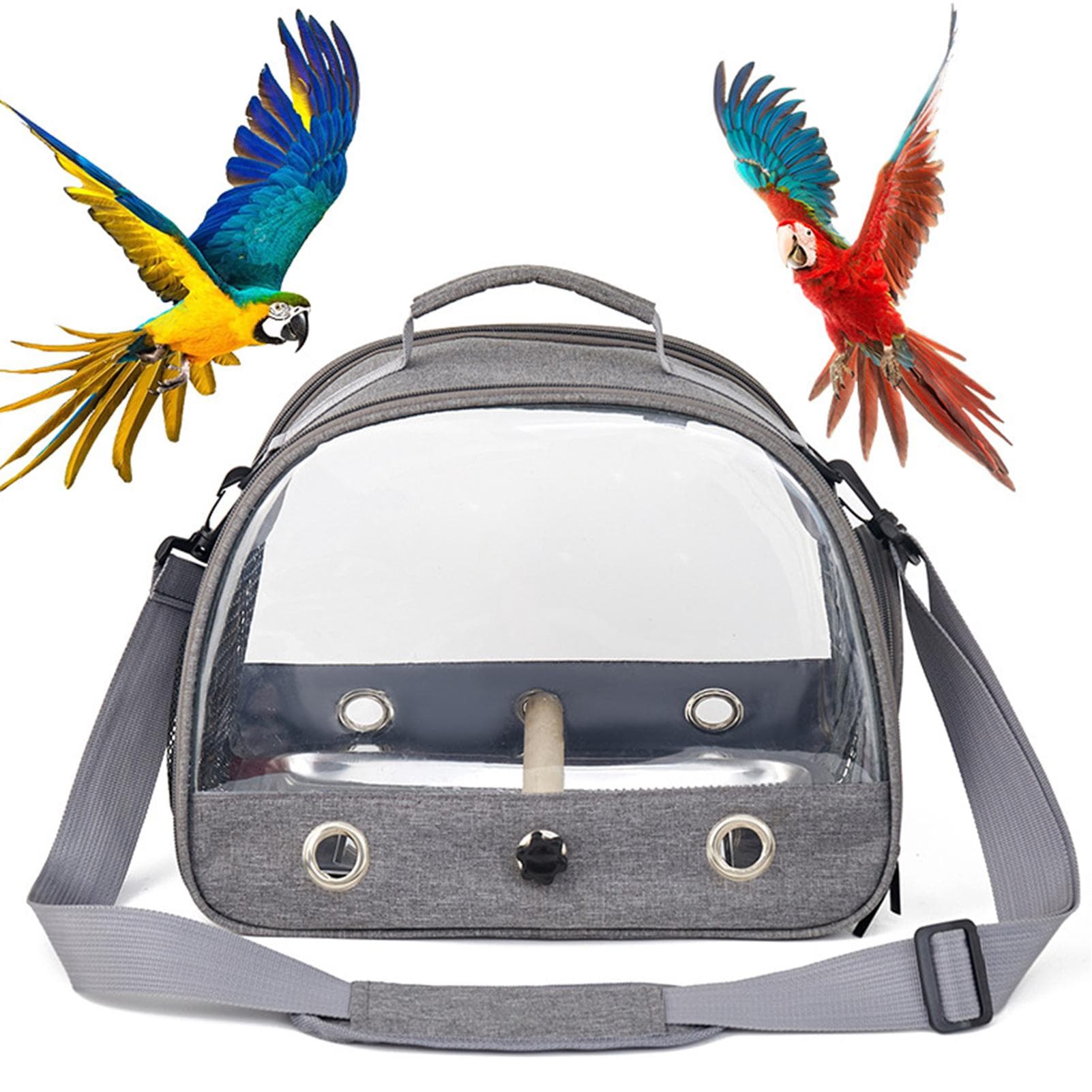 Bird Carrier Portable Folding Oxford Cloth Bird Bag Parrot Pigeon Small Pet Outing Bag grey