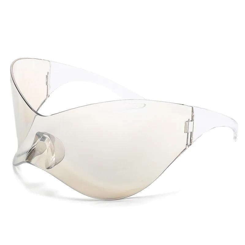 New Y2K Sunglasses Women Fashion Silver Oversized Face Mark Shades Reflective Eyewear Cycling Travel Gafas De Sol 1PC