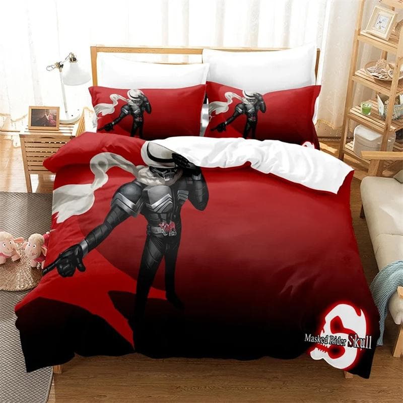 3D Print Kamen Rider Bedding Set,Duvet Cover Comforter Bed Set Quilt Cover Pillowcase,King Queen Twin Size Boys Girls Adults 135x200cm 2pcs