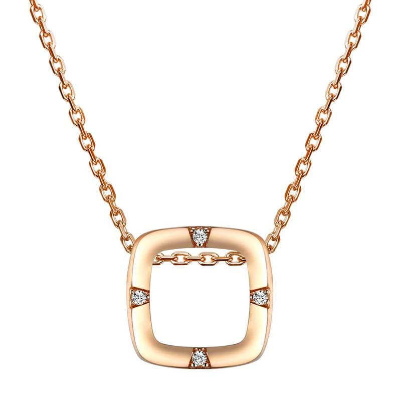 Kinel Rose Gold Square Pendant Necklace rose gold