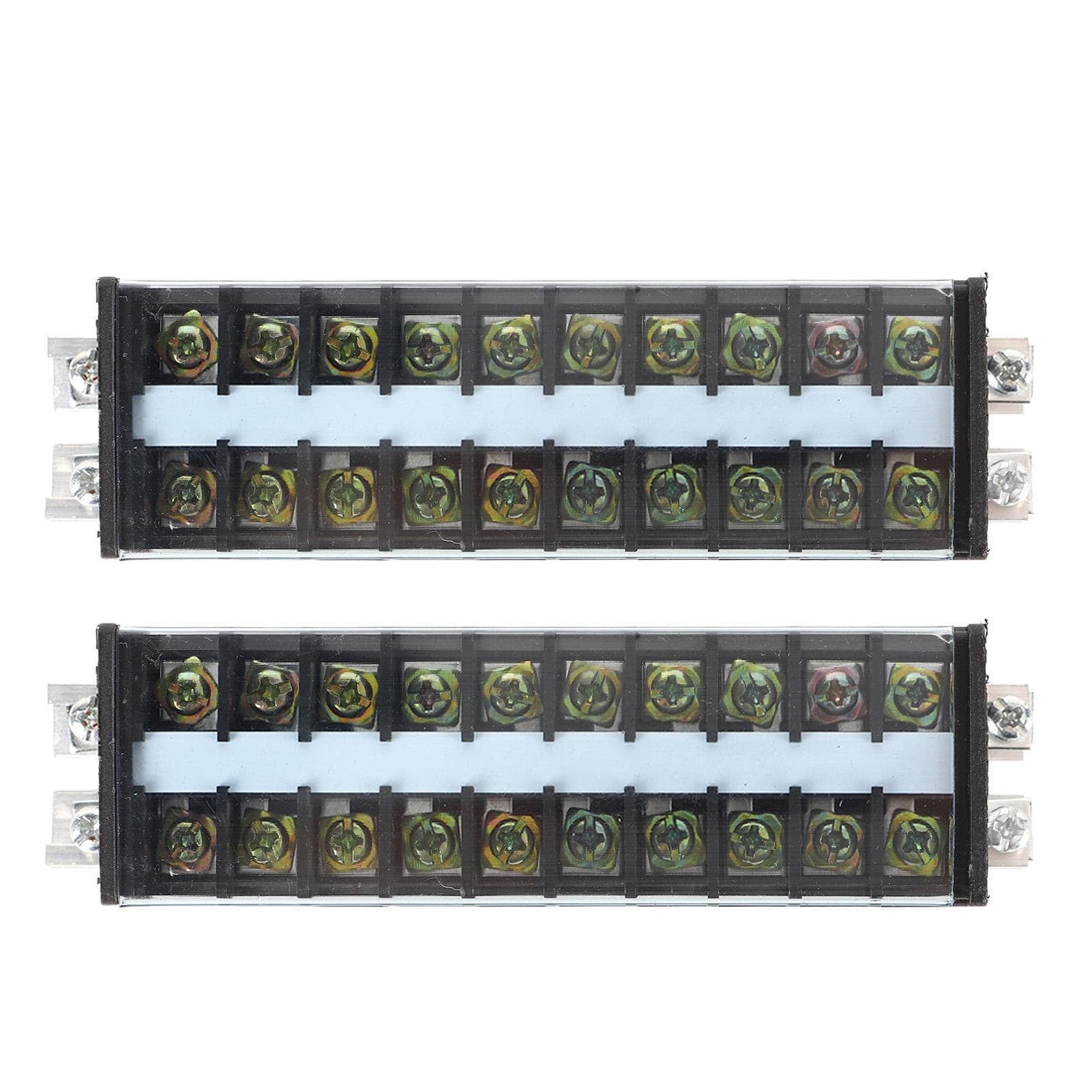 2pcs Screw Terminal Strip Dual Rows 660V 20A Dustproof Cover Safe Multipurpose Wire Barrier Block