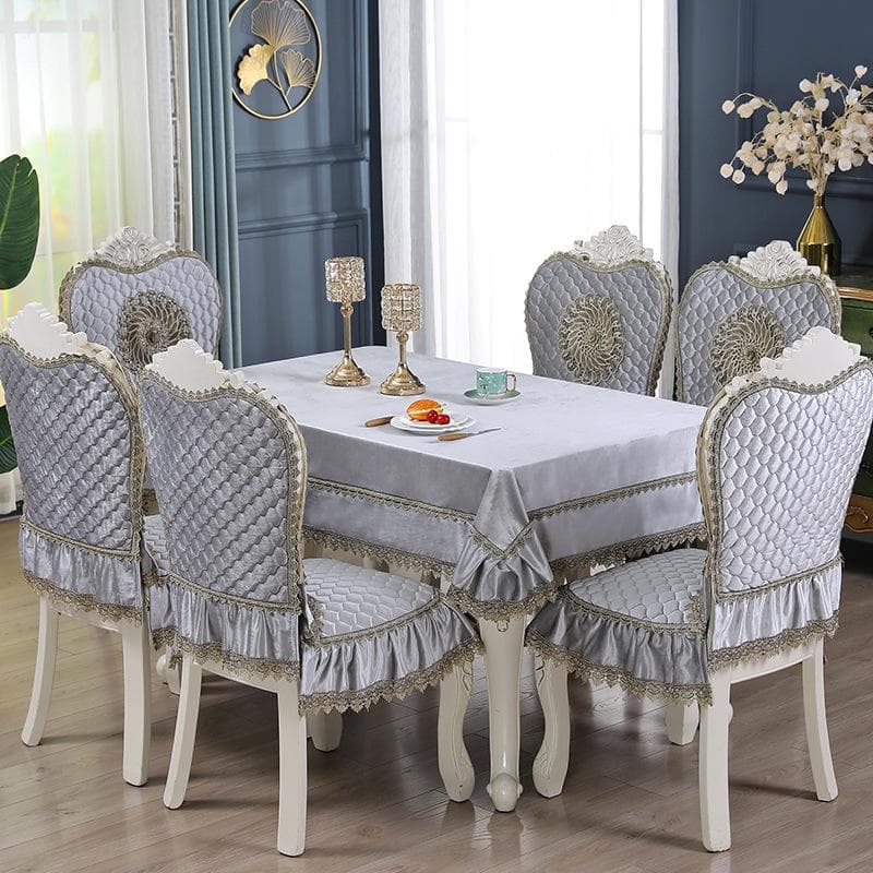 Luxury Flannel Tablecloth Lace Square Table Cloth Embroidery Chair Cover Dining Chair Cushion For Living Room Coffee Tablecloth chair cover 1pcs