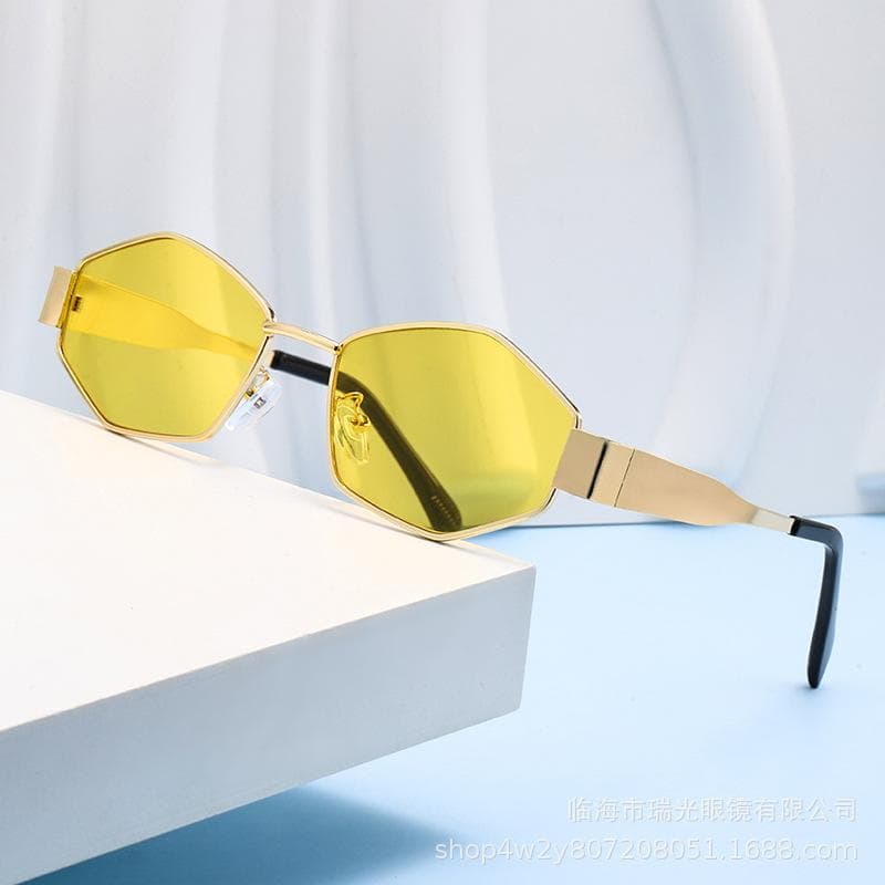New Fashion Polygonal Sunglasses UV400 Metal Frame Women Street Trendy Eyewear for Shooting Style