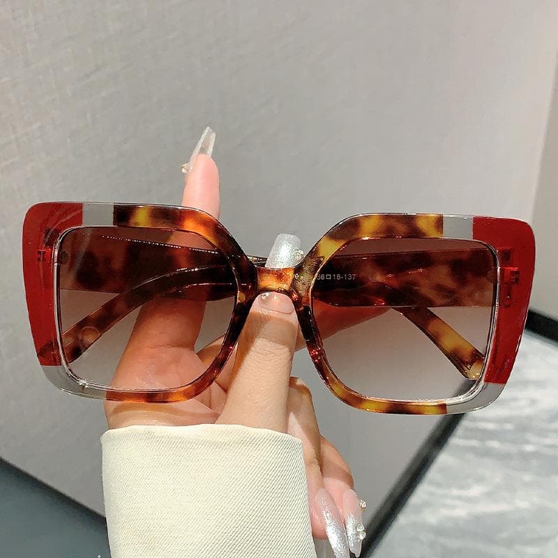 Vintage Luxury Designer Square Big Frame Sunglasses UV400 Protection for Women Men Punk Outdoor Fashion Shades