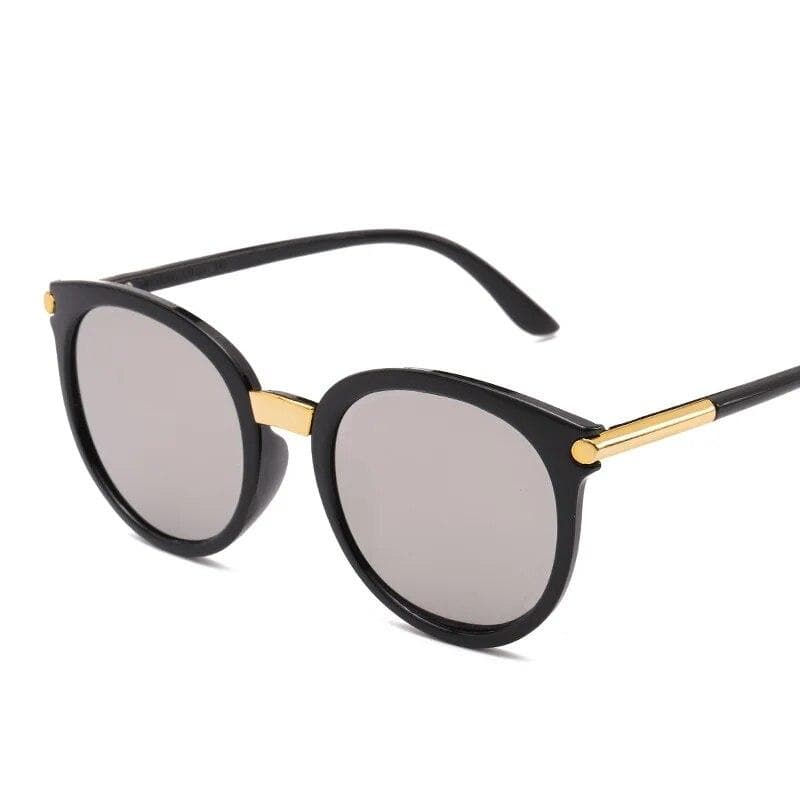 Women's Sunglasses Cat Eye Driving Mirror Vintage Reflective Flat Lens Ladies' Round Sun Glasses Female UV400