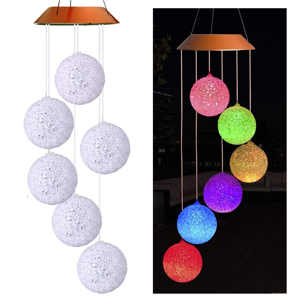 Sun-powered Outdoor Wind Bell Light Spiral Spinner Light Mobile Wind Chime Bell Creative Sun Power orange
