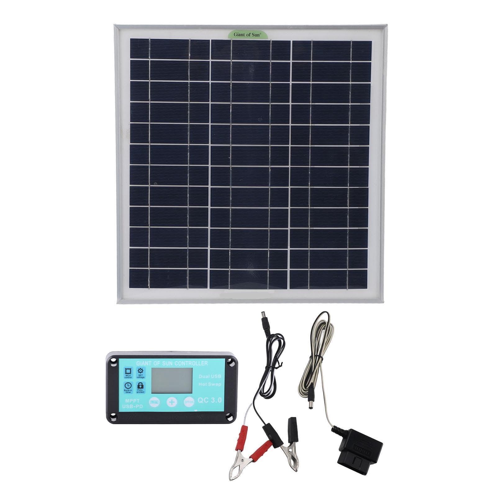 50w MPPT Solar Panel Monocrystalline Silicon ABS Solar Battery Charger with OBD Car Charger