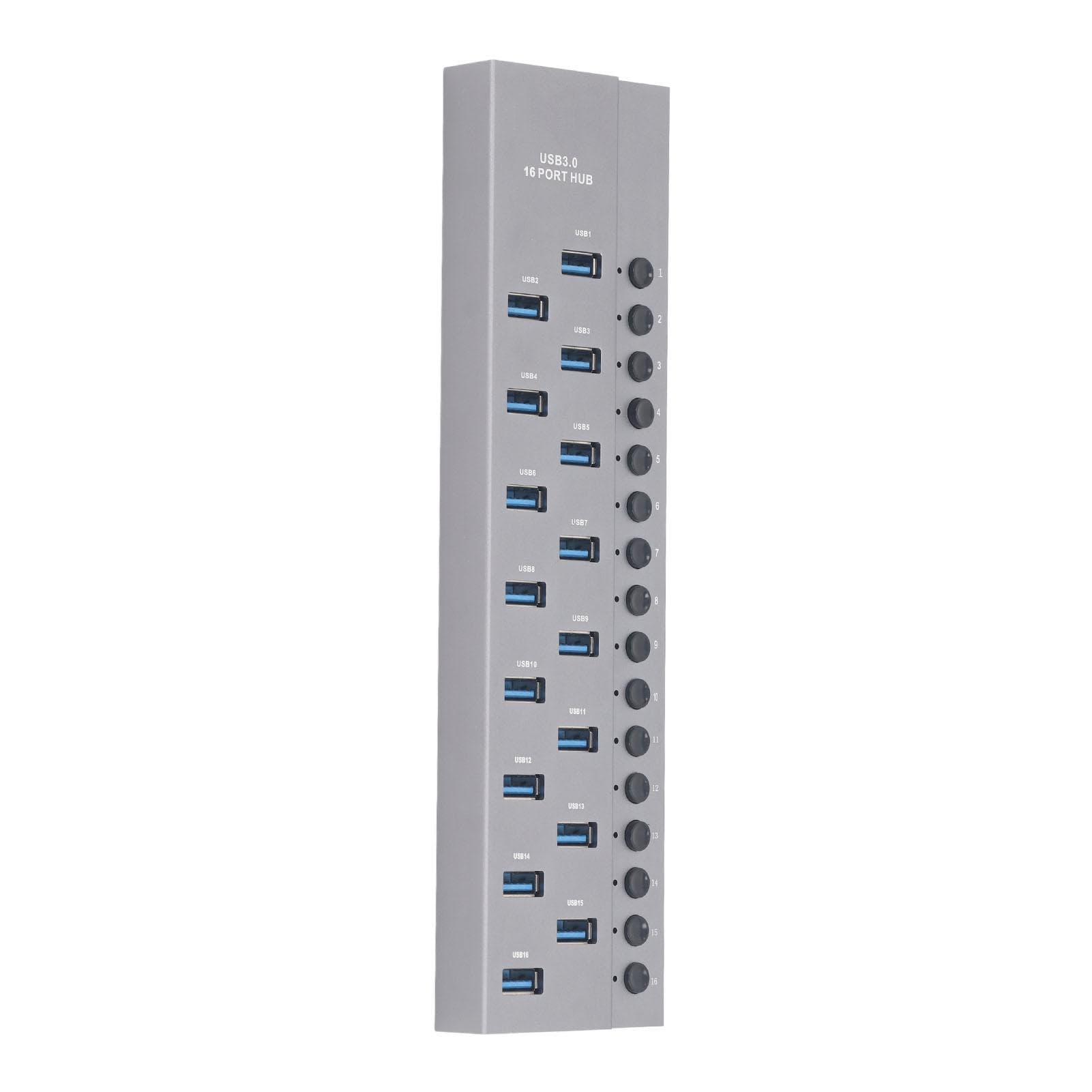 16 Ports USB 3.0 Hub 5Gbps High Speed Transmission Industrial Aluminum Alloy USB 3.0 Data Hub with AU PLUG