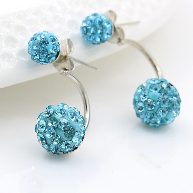 Fashion Crystal Ball Stud Earrings Earrings Hypoallergenic Shamboo Ball Fashion Earrings blue