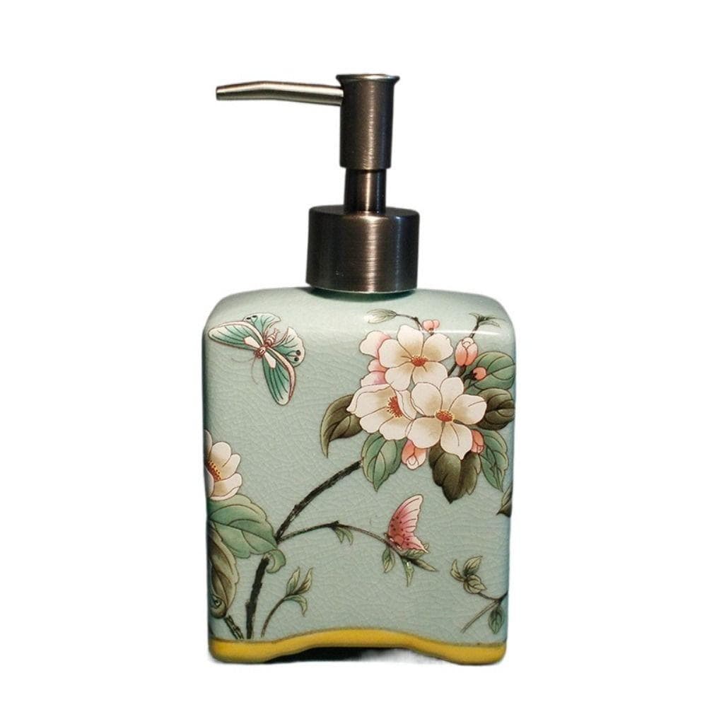 Refillable Hand Soap Dispenser Vintage Shampoo Container Easy To Use Ceramic Soap Bottle Home green